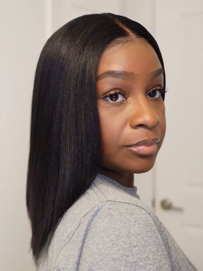 Beautyforever Light Yaki Bob 7x5 and13x4 Glueless Lace Front Wig Natural Looking Yaki Straight Bleached Knots Human Hair Wigs